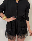 Haveone - Short lingerie con pizzo nero