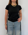 Haveone - T-shirt con lacci nera