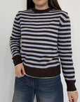 Tensione In - Maglioncino righe moro/celeste/panna