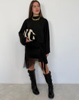 Tensione In - Abito con inserto foulard e frange