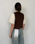 Haveone - Gilet in suede con borchie moro