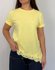 Motel - T-shirt con inserto pizzo gialla