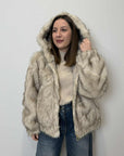 Civico23 - Ecopelliccia con cappuccio beige