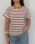 SusyMix - T-shirt righe bordeaux