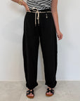 SusyMix - Pantalone no stellina in lino nero