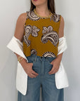SusyMix - Canotta crop paisley senape