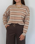 Tensione In - Maglioncino righe beige