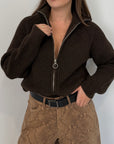 Haveone - Cardigan con zip moro