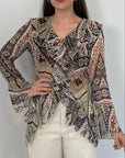 Tensione In - Blusa in fantasia etnica con rouche