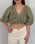 Two way - Blusa crop passamaneria verde