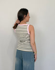 SusyMix - Canotta righe verde contrasto rosa