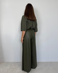 SusyMix - Pantalone palazzo similpelle verde