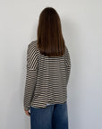 SusyMix - Maglia scatola scollo barca righe nera