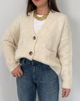 SusyMix - Cardigan tre bottoni panna