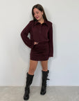 Tensione In - Abito stile camicia con manica svasata vino