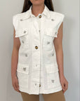 SusyMix - Gilet con cabochon bianco