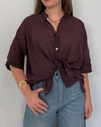 PRE-ORDINE 15/06: Haveone - Camicia in mussola di cotone fico