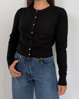 SusyMix - Cardigan con bottoni gioiello nero