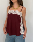 Haveone - Top con pizzo a contrasto india