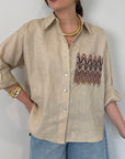 Tensione In - Camicia in lino zigzag sabbia