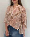Haveone - Camicia con fiocco in fantasia