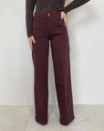 Tensione In - Jeans palazzo con tasche frontali bordeaux