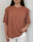 Haveone - Maglia in lurex salmone