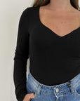 Haveone - Body con scollo cuore nero