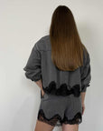 Haveone -Short gessata con pizzo