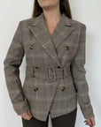 SusyMix - Giacca check slim con cintura