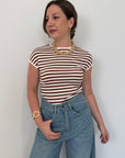 Haveone - Maglia slim con riga tabacco