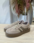 Sneaker con dettaglio animalier taupe