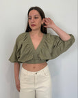 Two way - Blusa crop passamaneria verde
