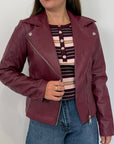 SusyMix - Giubbino slim in ecopelle bordeaux