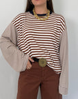 Haveone - Maglia over scatola tabacco collo blu