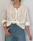 Tensione In - Camicia in seta con ricamo tono su tono