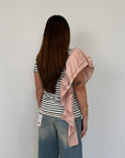 SusyMix - T-shirt righe con balza rosa