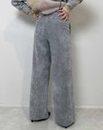 Haveone - Pantalone velluto cintura grigio