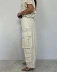 Tensione In - Pantalone cargo panna