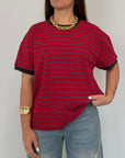 Tensione In - T-shirt righe rosso viola