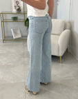 Please - Jeans a palazzo con microstrass