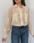 Haveone - Camicia fiori ricamati beige