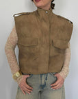 Haveone - Gilet in dainetto cerato beige