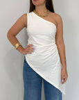 Haveone - Top asimmetrico bianco