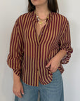 Haveone - Camicia righe bordeaux/sabbia