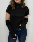 Haveone - Maglia crop con manicotti nera