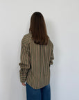 Haveone - Camicia in cotone gessata verde