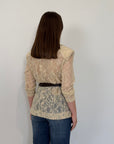 Haveone - Giacca in pizzo con cinture beige