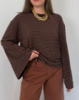 SusyMix - Maglia trapezio tabacco e blu