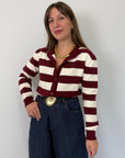 SusyMix - Cardigan rigato bordeaux